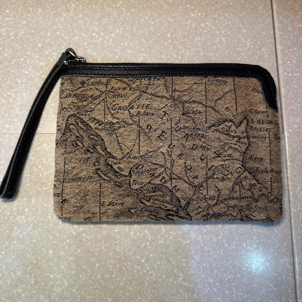 USED.    Patricia Nash Cassini in Jacquard Euro Map print